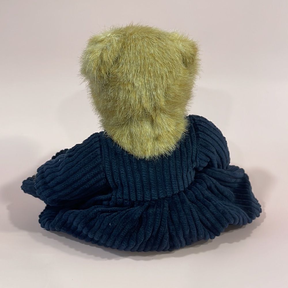 Small Vintage Style Girl Teddy Bear Wearing Blue Corduroy Dress Stuffed Bear 9” - Picture 4 of 8